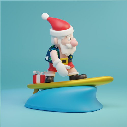 A Inflatable Surfing Santa 