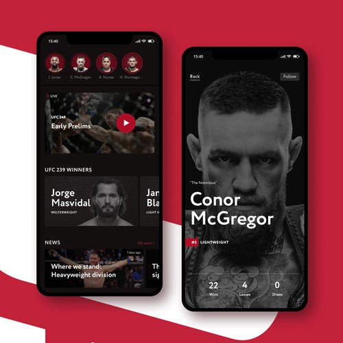 UFC app design