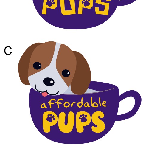 Affordable Pups Site Logo - fun logo for teacup puppies website