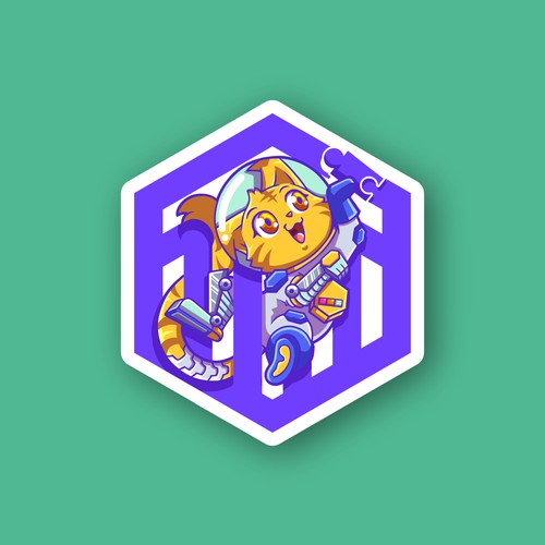 Fun Astro-Cat Sticker 