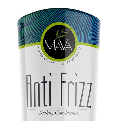 Label design for upscale anti frizz hair care line