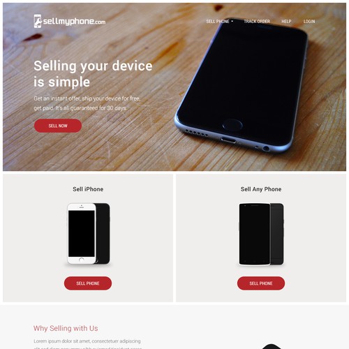 Landing Page Design Concept for SellMyPhone.com