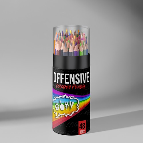 Offensive colored pencils Packaging design