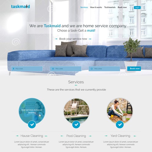 Design a fun & hip landing page for taskmaids (Guarantee contest!!! & long-term work!!!)