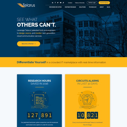 Home page for Telecom company