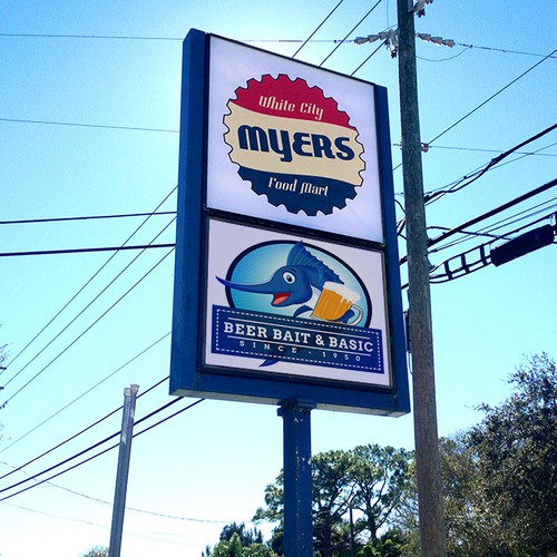 1950's Florida convince store needs beer/fishing themed road sign.