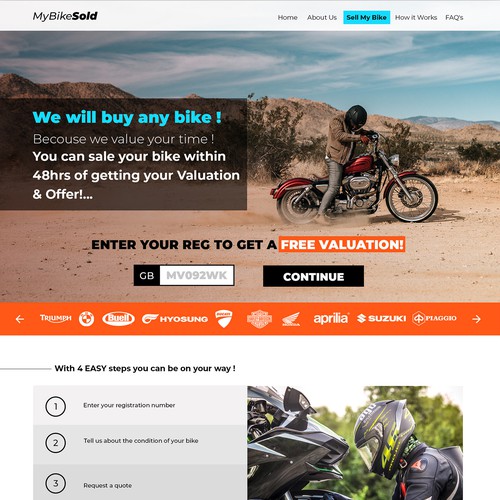 Web design concept for a motorcycles service.