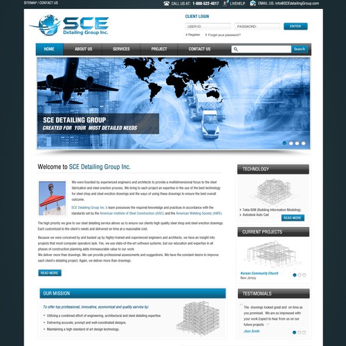 Web Page Design  for SCE Detailing Group Inc. "Steel Detailing Company"