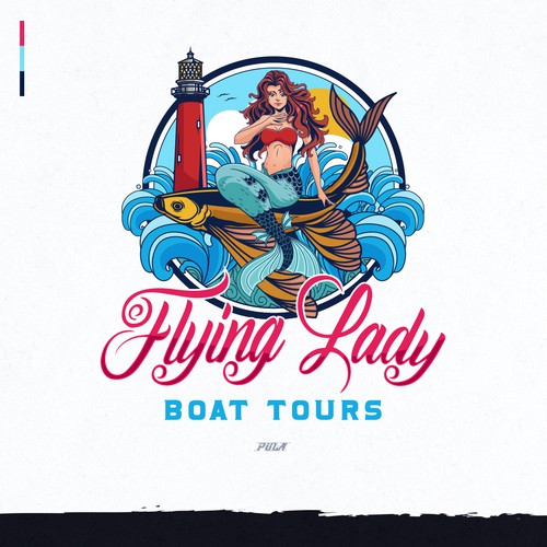 Logo design for Flying Lady Boat Tours.