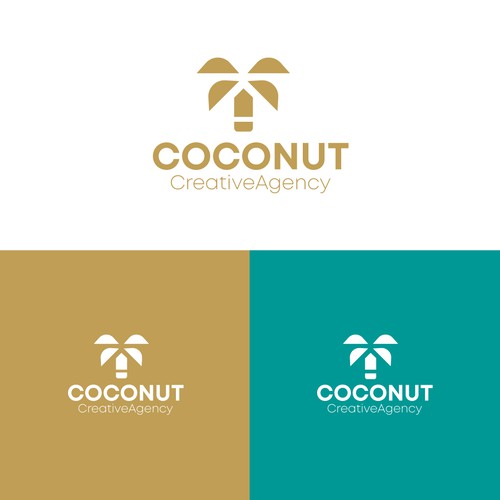 Logo contest entry having coconut tree and a penci.