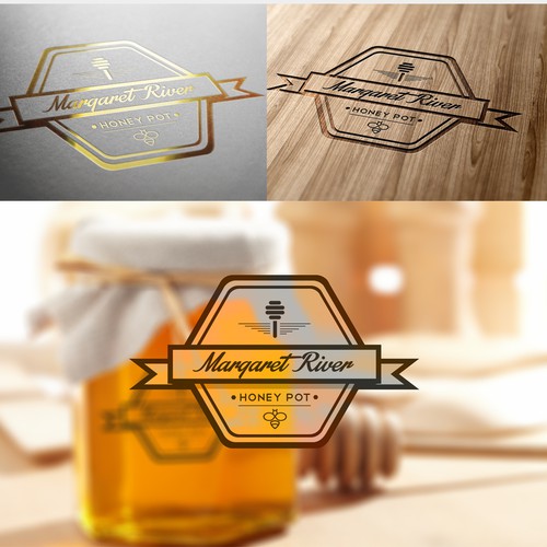 Create a simple classic/retro warm design for a organic and pure honey comb product