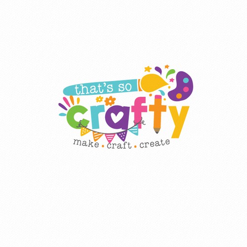 Cheerful and bright logo for a children's craft workshop