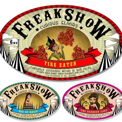 Freak Show Curious Elixirs Product Labels