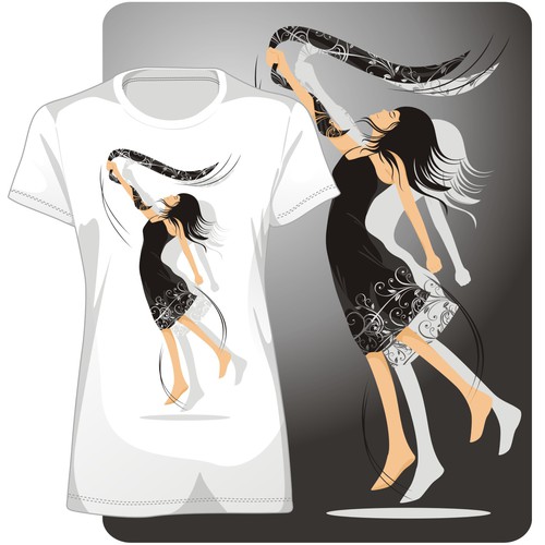 startup fashion site needs woman icon illustration for t-shirts