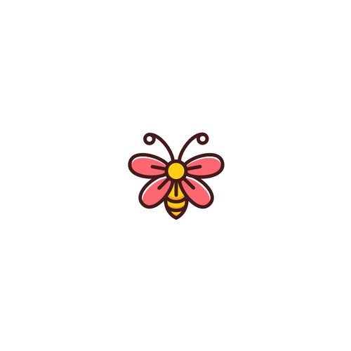Flower and Bee animal logo design concept