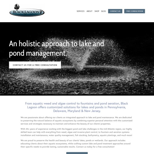 Redesign for lake & pond management company