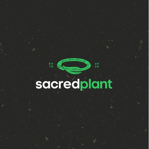 Sacred plant logo crafted out of leaf and halo.