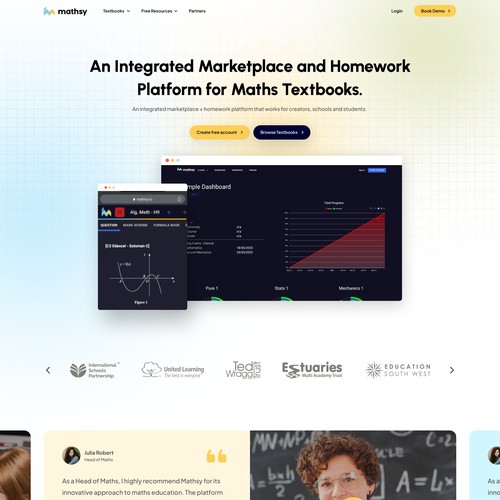 Landing Page for Maths Textbook Marketplace