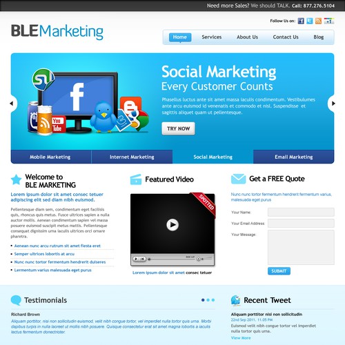 Home page design wanted for BLE Marketing
