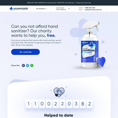 Eye-catching e-commerce website for hand sanitizer