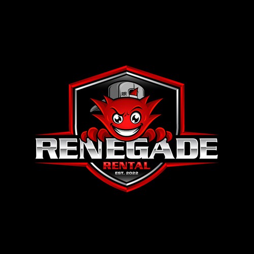 Badass character logo for car trailer rental catering.
