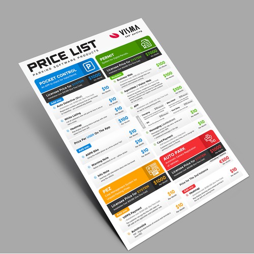 Price list for our parking software products.