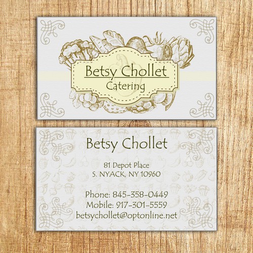 Create a visually stunning business card for a NYC based caterer