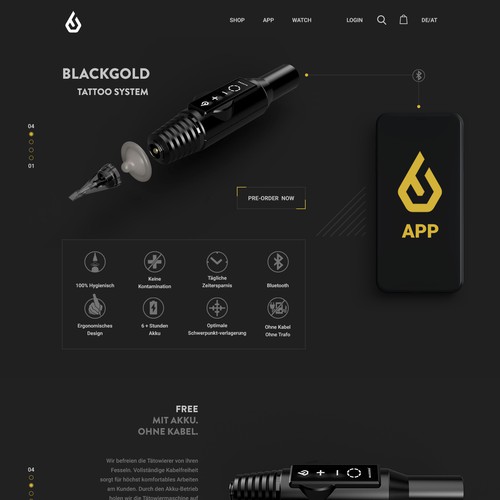 Dark, modern, technical, masculine, black grey