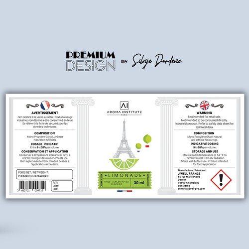 Label design for AROMA INSTITUTE, FR