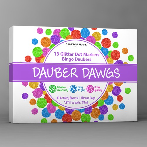 Modern package design concept for glitter dot markers product