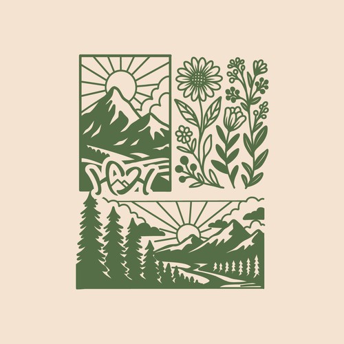 Nature themed vintage, classic T shirt design