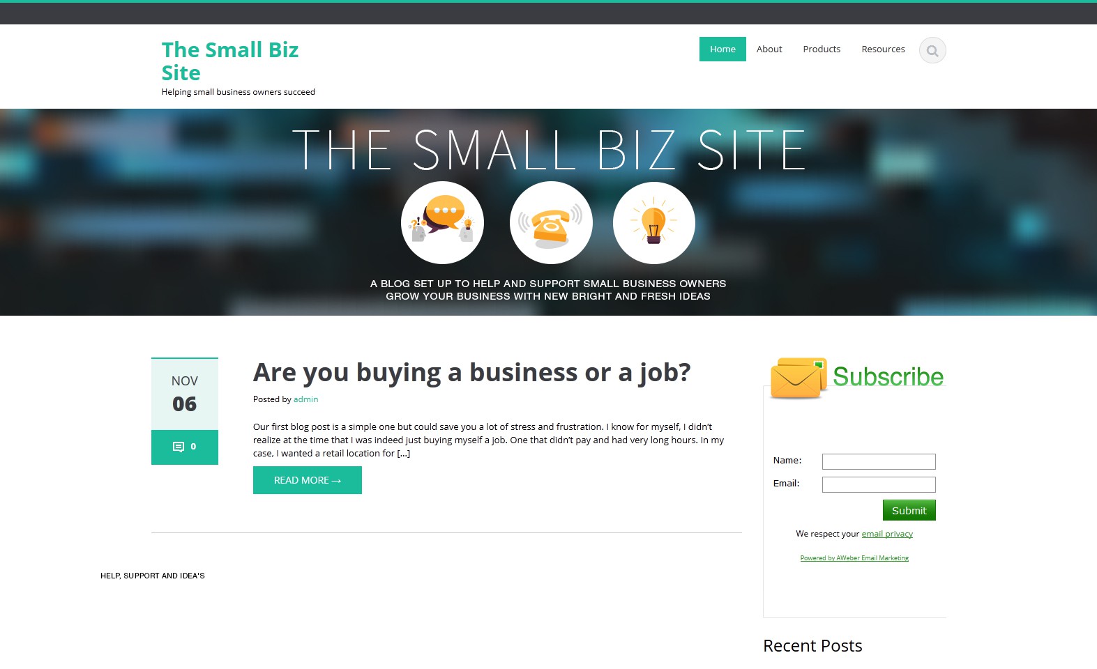 Create an attractive top of blog banner image for the small biz site