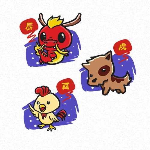 Create colored illustrations for the Chinese Zodiacs