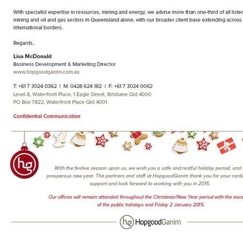 Christmas email footer for HG