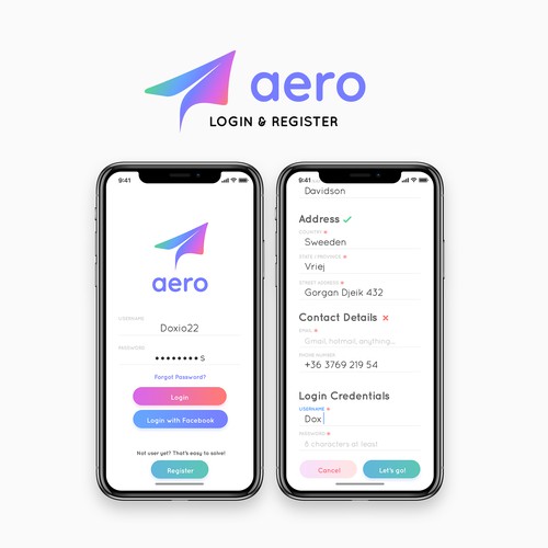 Aero App Concept - Login & Register