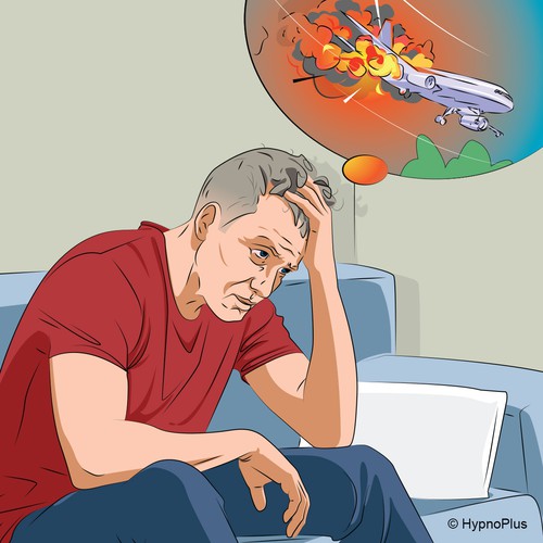 Illustration of a man in - fear of flying