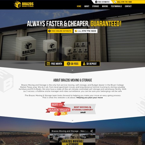 logistic and storage minimal website with high contrast