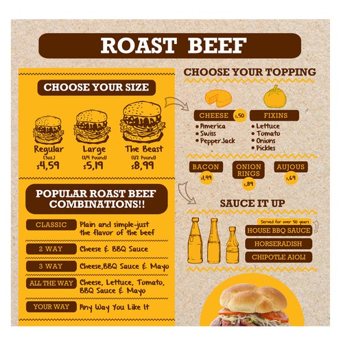 Menu Design For Sandwich Brand