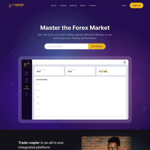 Trading software Landing Page