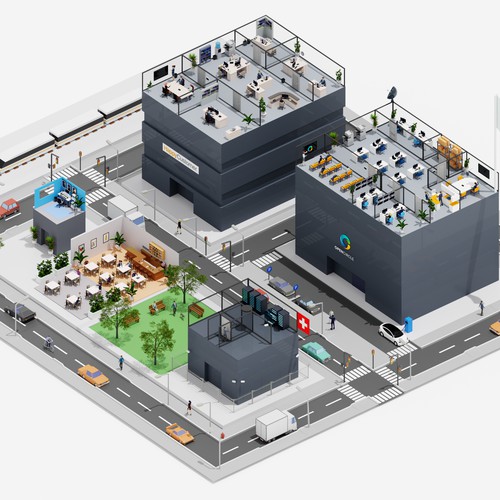 3d lowpoly isometric infographic design