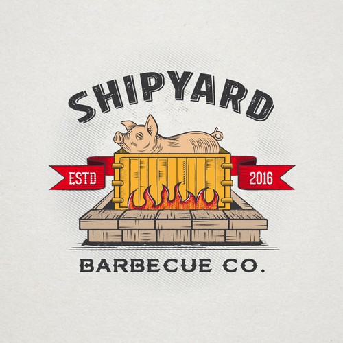 logo for a new barbecue restaurant ....It's made out of repurposed shipping containers