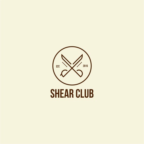 Vintage barbershop logo for a scissor membership service.