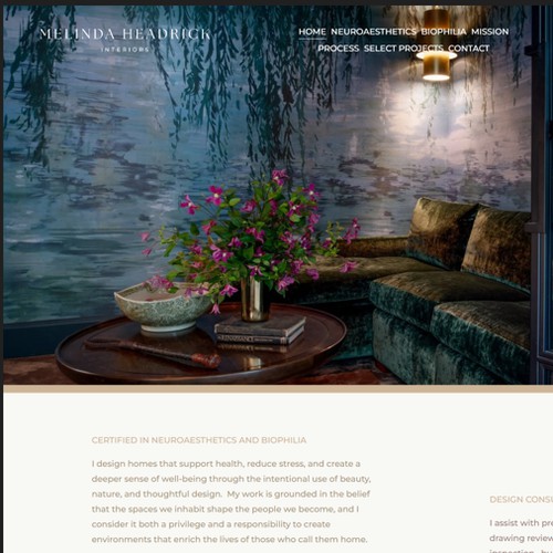 web degin and optimization of Melinda Headrick Interiors 