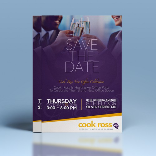 Eye catching A4 invitation for Cook Ross