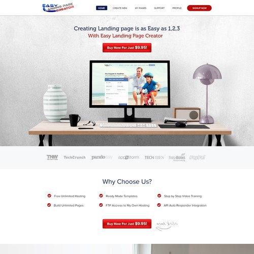 Website Concept for Easy Landing Page Creator