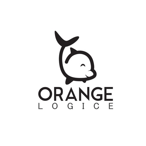 logo of a cute, kind and smily Dolphin