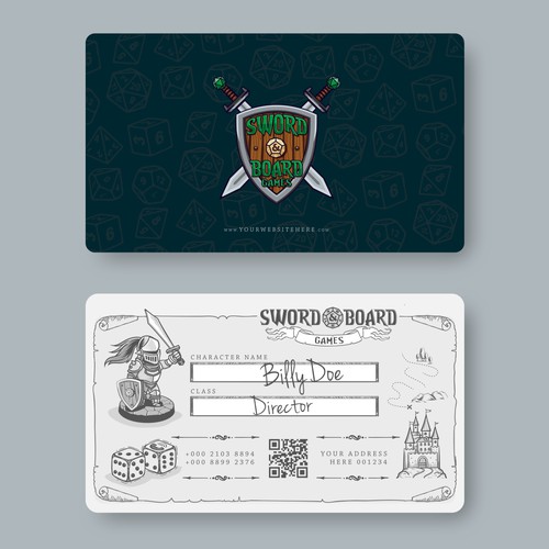 Sword & Board Games Business card design