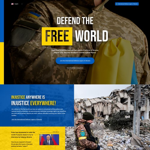 Landing Page to promote International Legion of Ukraine
