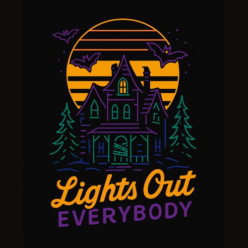 Retro Haunted House Halloween Art Design (This Design Is Available For Sale)