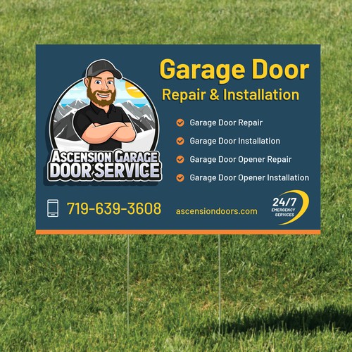 Garage door repair company yard sign